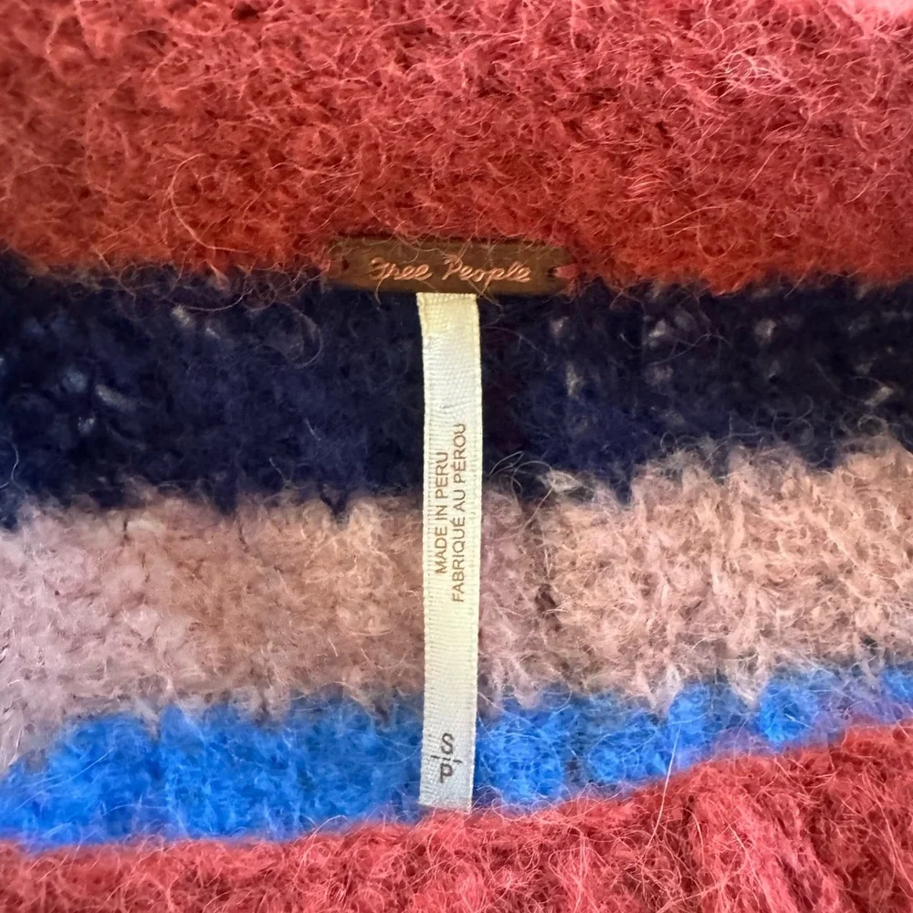 Free People alpaca blend women’s S shrug poncho hippy rainbow long sleeve swe…